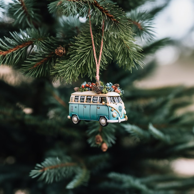 Photo vintage van ornament for the christmas tree