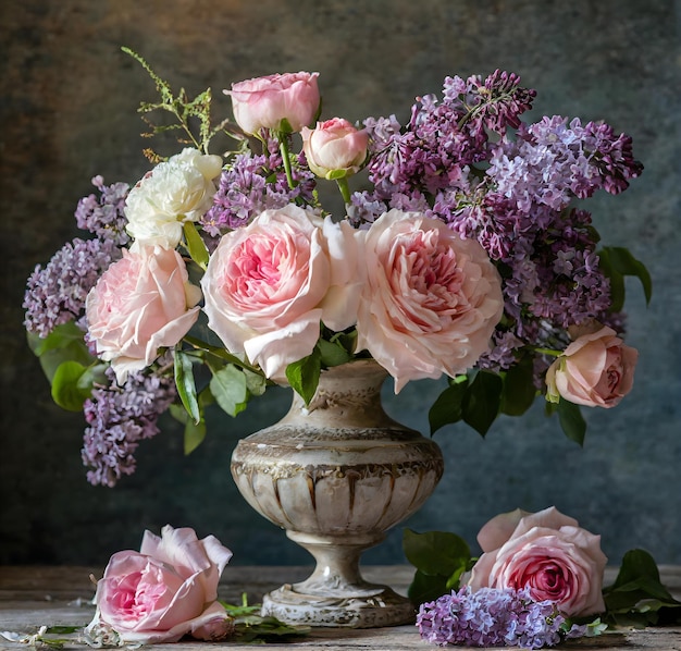 Vintage Vase Blossoms