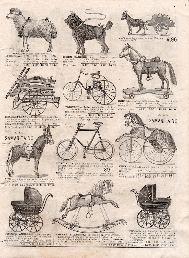 Foto vintage victoriaanse speelgoed collectie antieke winkel catalogus