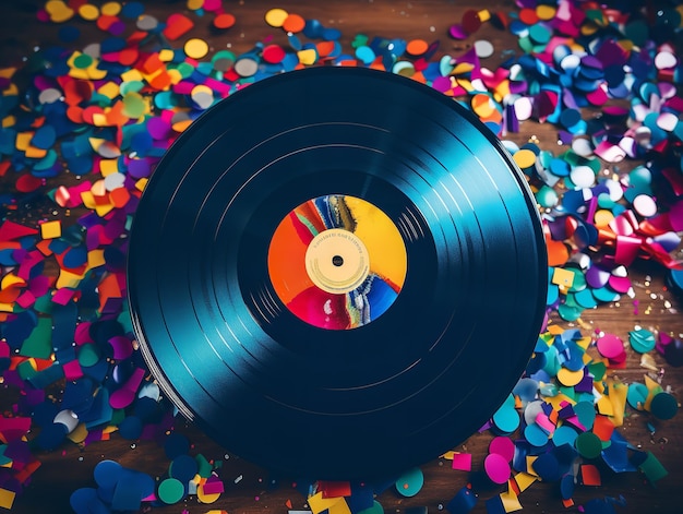 Photo vintage vinyl record mockup for music enthusiasts ai generated