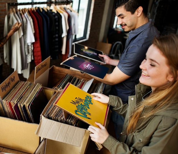 Vintage vinyl record shop