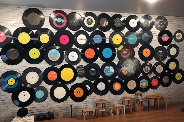 Photo vintage vinyl record wall