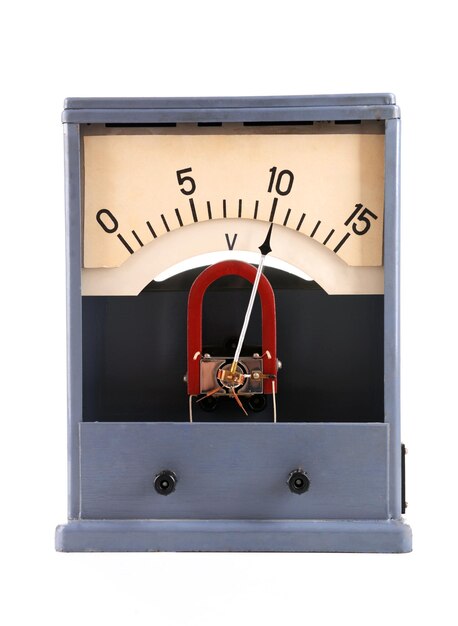 Photo vintage voltmeter isolated on white