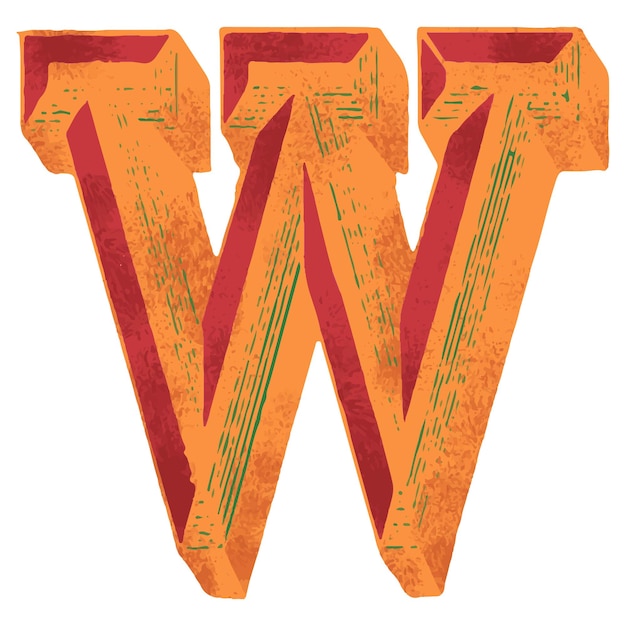 vintage w alphabet png font