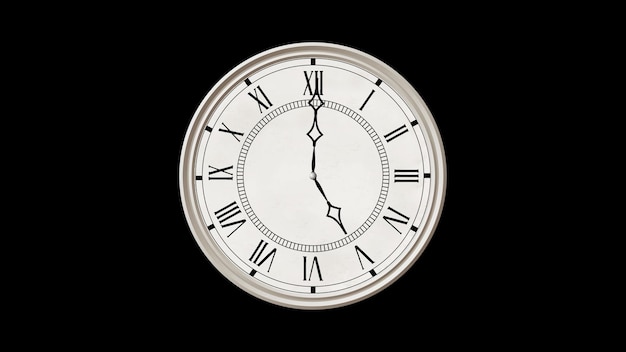 Vintage wall clock on black background 3d rendering