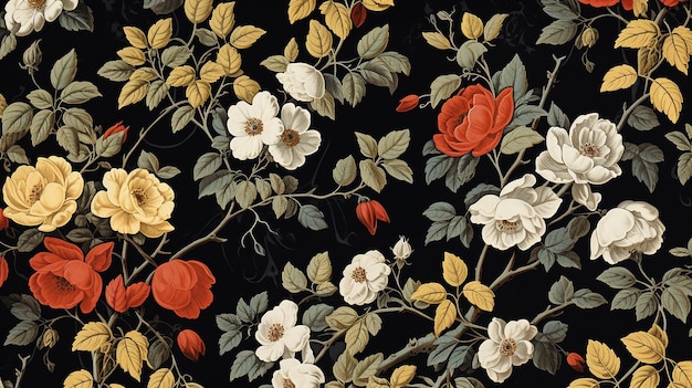Vintage Wallpaper Pattern Clustered Roses