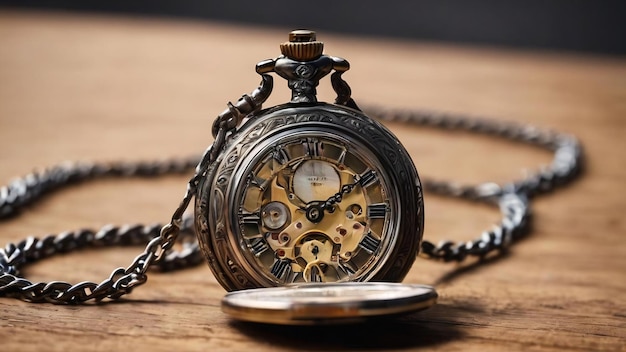 Foto orologio d'epoca su una vecchia catena