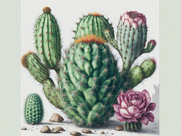 vintage watercolor cactus unique realistic