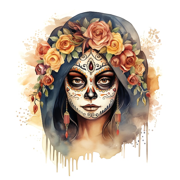 Vintage watercolor dia delos muerte