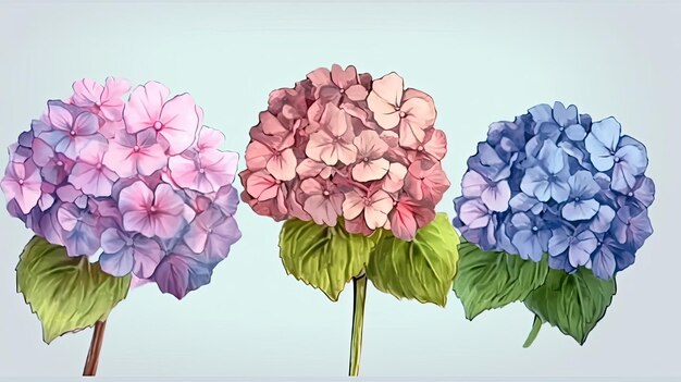 Vintage Waterverf Elementen Van Hortensia