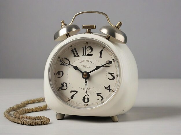 Photo vintage white bell alarm clock