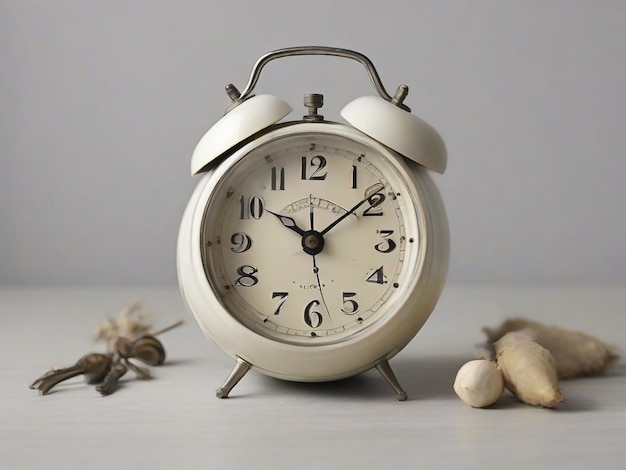 Photo vintage white bell alarm clock