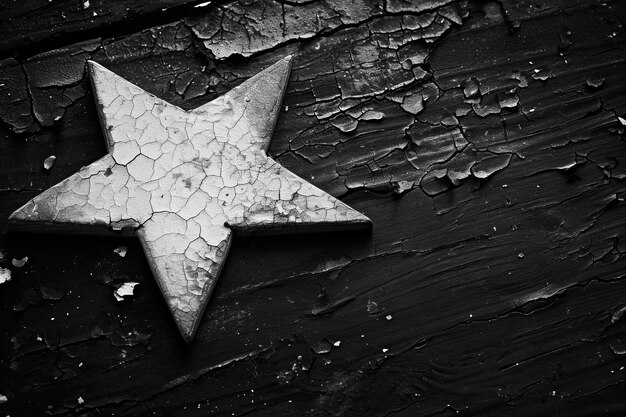 Photo vintage white star on a distressed black background