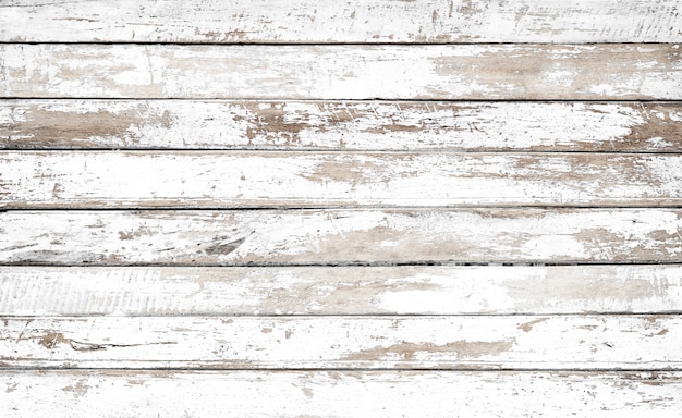 Vintage white wood background - Old weathered wooden plank painted in white color.