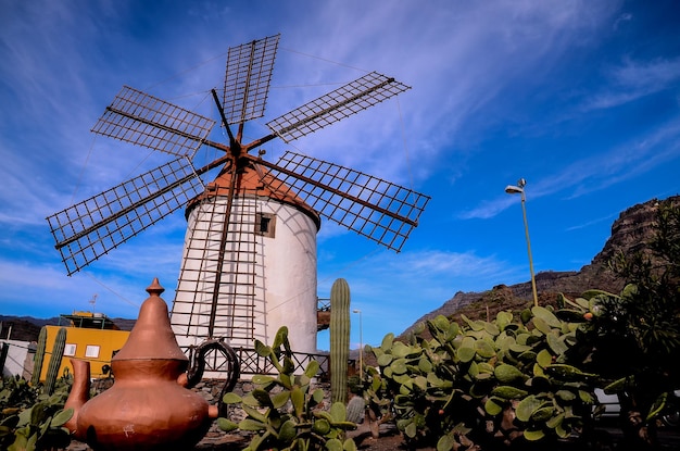 Vintage windmolen op Gran Canaria, Canarische Eilanden, Spanje