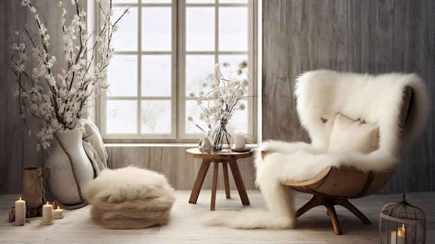 Vintage winter with modern interior style