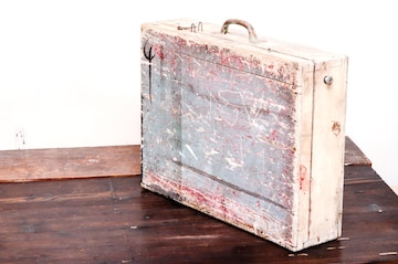Premium Photo  Vintage wood colored brown suitcase on wooden table