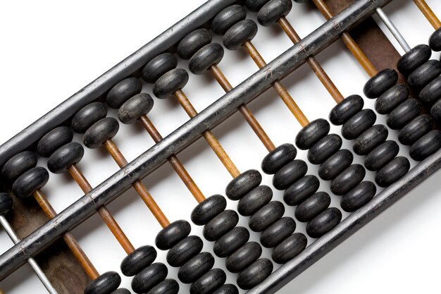 Vintage wooden abacus isolated on white