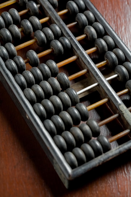 Vintage wooden abacus on the table