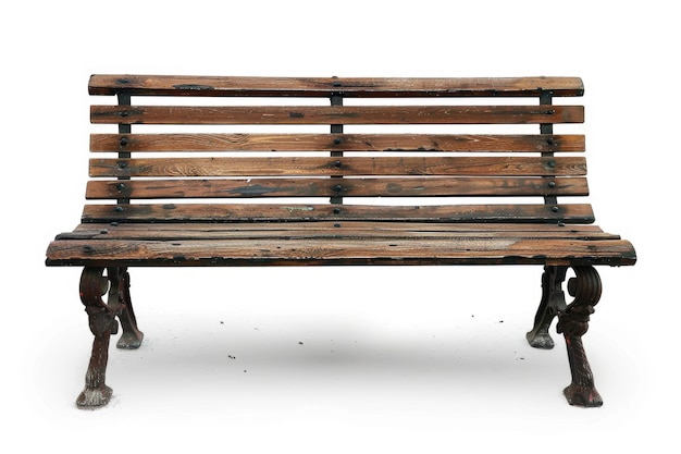 Photo vintage wooden bench isolated on white background