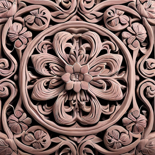 Винтажная деревянная цветочная гравировка с характерной столярной детальюxA