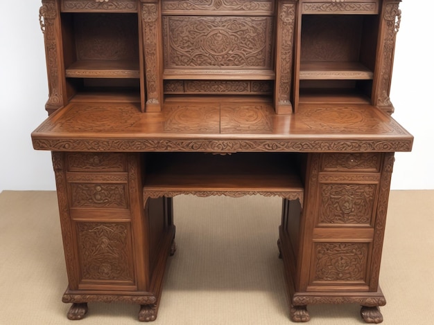 Vintage wooden office desk front