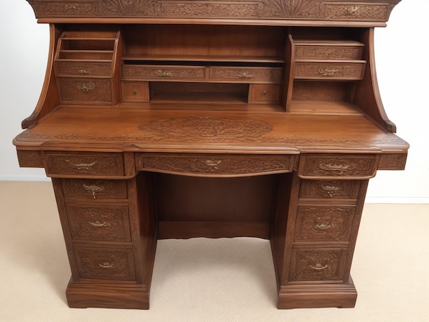 Vintage wooden office desk front