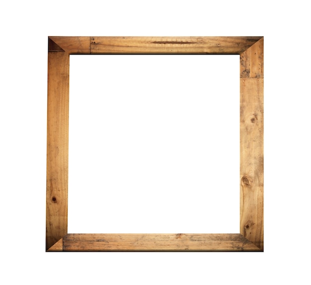 Vintage wooden photo frame isolated on white background and have clipping paths.