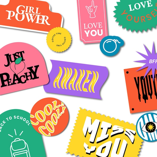 Vintage woord sticker patroon png badge achtergrond