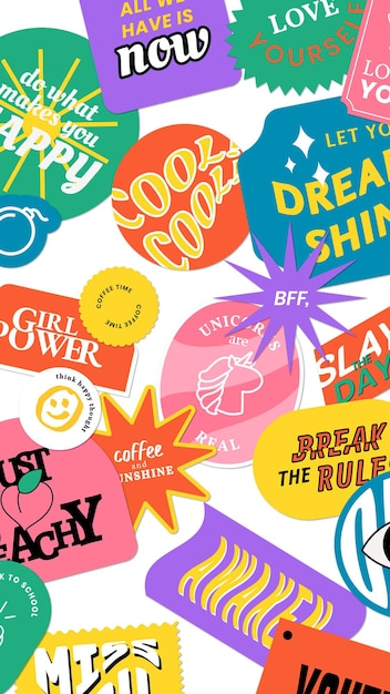 Vintage word sticker pattern png badge background