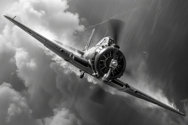 Vintage WWII Fighter Plane Soaring Through the Skies A Captivating Aerial Display