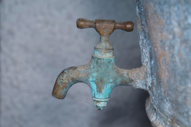 Vintage zinc tap faucet used for grape harvest and wine
