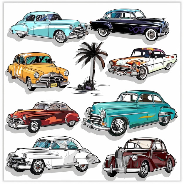 Vintage zomer reis sticker set