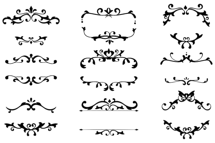 Foto vintage zwarte filigree rand png sticker set