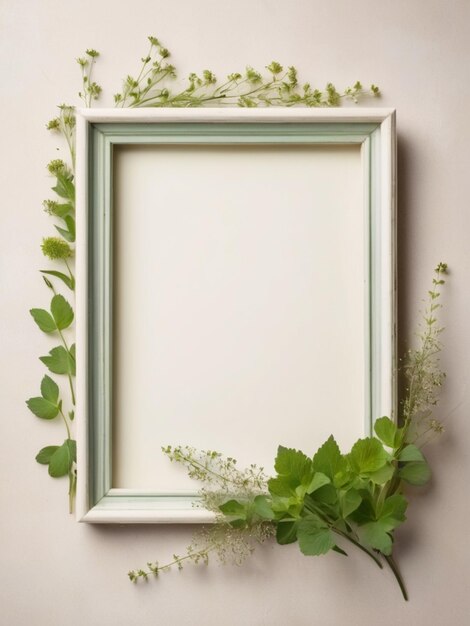 A vintageinspired empty white blank photo frame filled