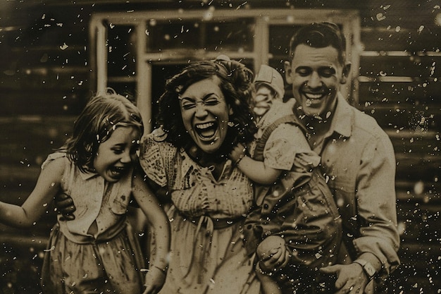 Vintageinspired family photo capturing moments of