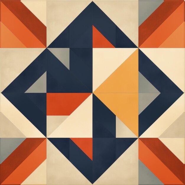 Photo vintageinspired geometrical pattern with vibrant color blocks