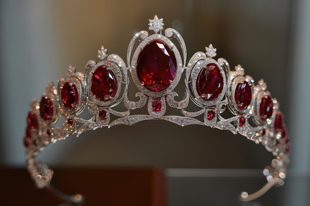 Фото Тиара с рубинами и бриллиантами в стиле винтажа, подходящая для королевской семьи
