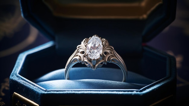 A vintageinspired white gold engagement ring