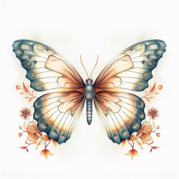 Vintagestyle Butterfly Illustration On White Background