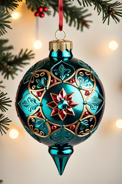 A vintagestyle Christmas ornament with intricate designs