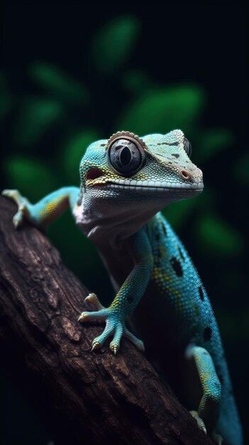 Premium AI Image | VintageStyle Gecko on Dark Background