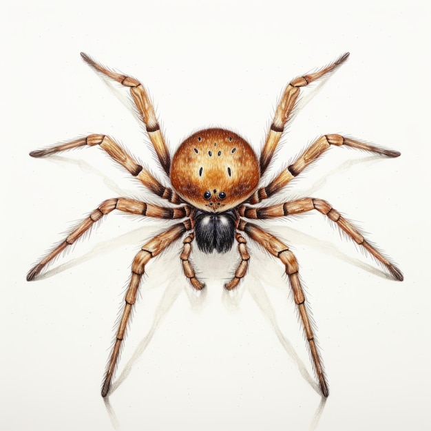 Vintagestyle Illustration Of Brown Spider On White Background