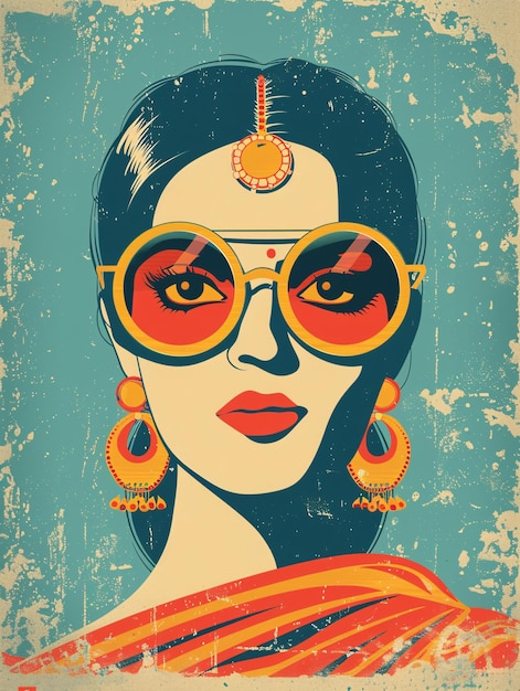 Vintagestyle Indiase film poster illustratie