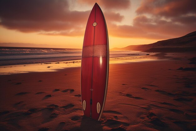 Vintagestyle surfboard with retro sunset hues