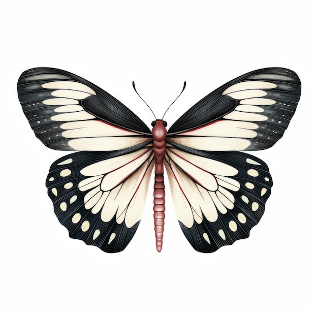 Photo vintagestyle zebra longwing butterfly illustration on white background