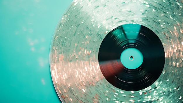 Vinyl muziek plaat met glitter en confetti