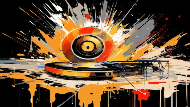 Photo vinyl record abstract art and vibrant colors in musical expression creative modern and visually