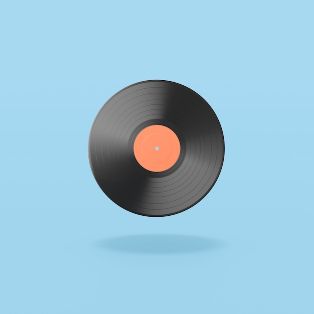 Vinyl Record on Blue Background