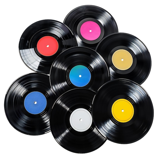 Vinyl record collection for music theme